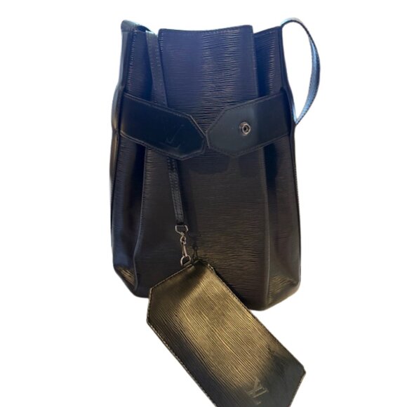 Louis Vuitton Black Epi Leather Sac D'Epaule Bucket Bag & Pochette-Vintage - Picture 6 of 11